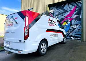 Rear View - Custom Van Branding Graphic for Refined Roofing - Ford Transit Custom