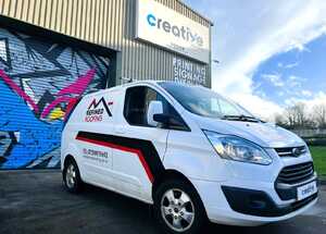 Front View - Custom Van Branding Graphic for Refined Roofing - Ford Transit Custom