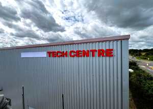 Built Up Fabricated 3D Lettering Signage for Hewland Engineering Built Up Fabricated 3D Lettering Signage for Hewland Engineering