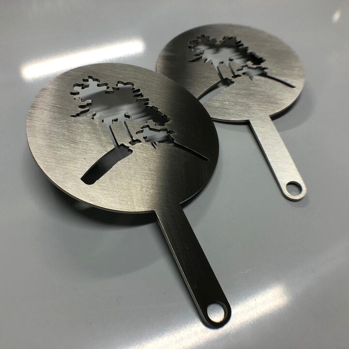 Custom Cut Stainless Steel Coffee Stencil tree design