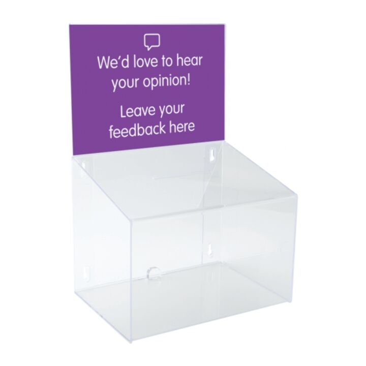 Use this acrylic suggestion box for feedback and competition entries.png