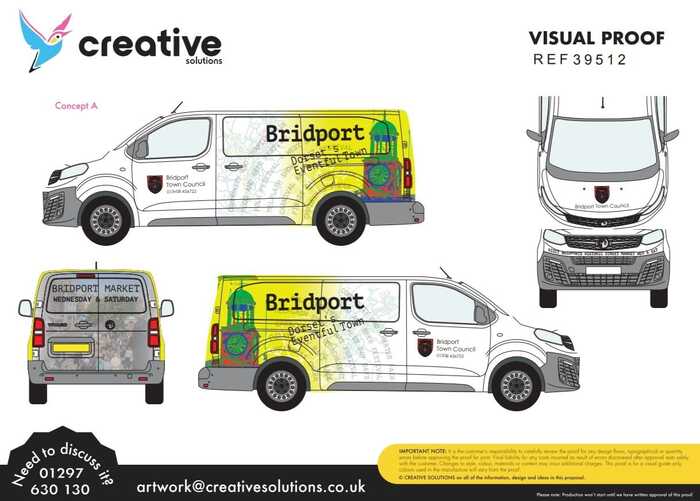 Vehicle Graphics for Bridport Town Council Digital Artwork Proof