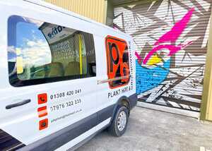A mix of cut vinyl and custom printed vehicle graphics for PB Plant Hire's Ford Van A mix of cut vinyl and custom printed vehicle graphics for PB Plant Hire's Ford Van