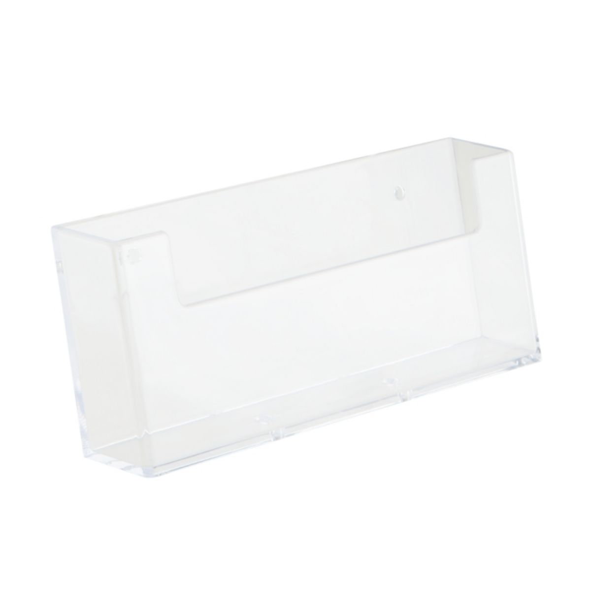 Wall mounted landscape leaflet holder in clear styrene.png