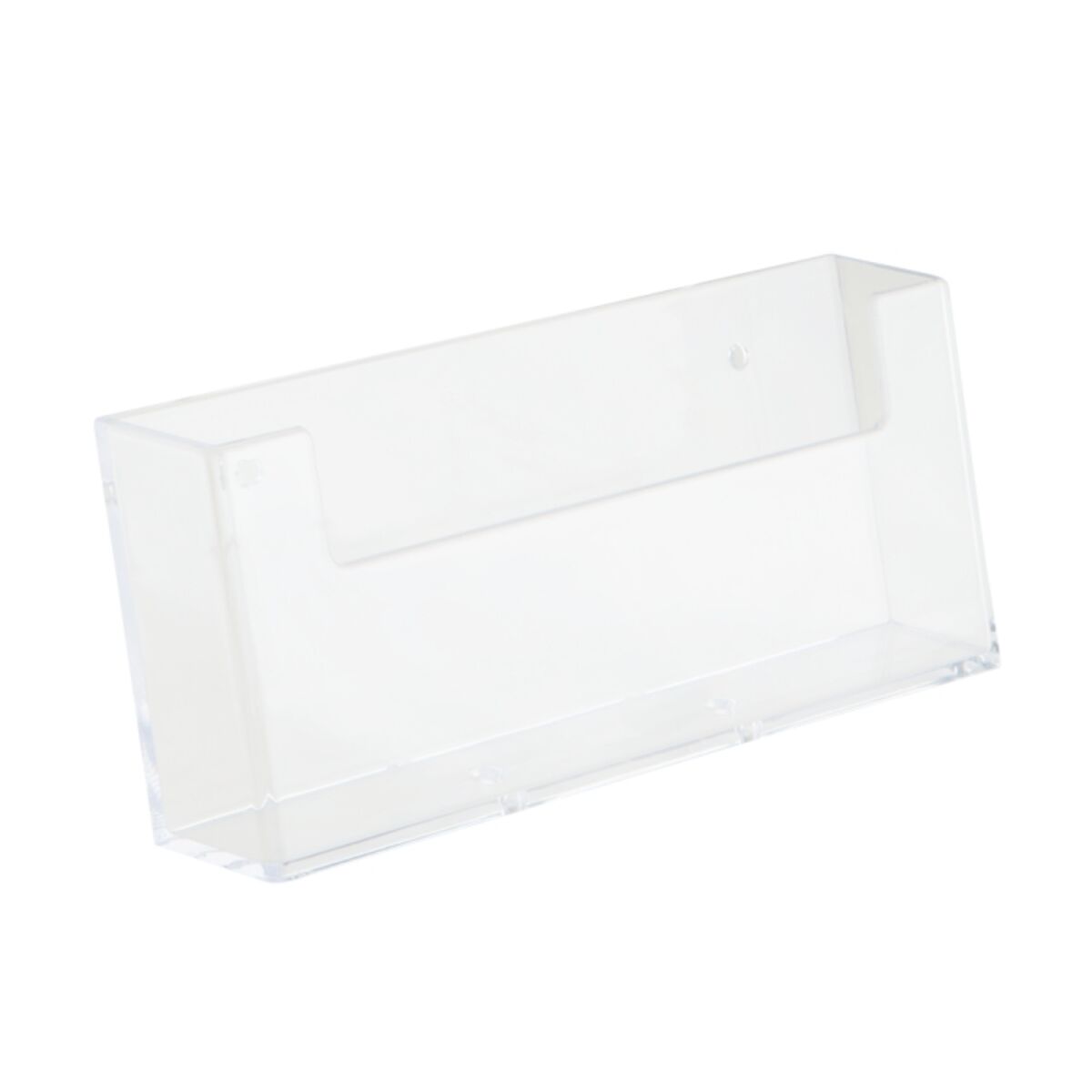 Wall mounted landscape leaflet holder in clear styrene.png