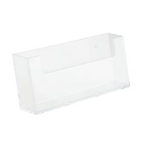 Wall mounted landscape leaflet holder in clear styrene.png