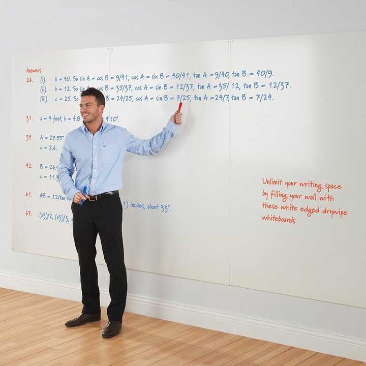 WriteOn® Non-Magnetic Frameless Whiteboard Wall