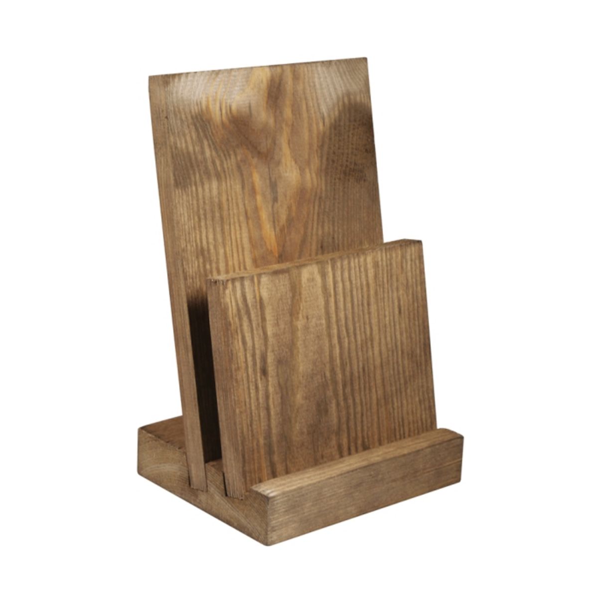 Wooden menu stand with optional front slot for slim menus or leaflets.png