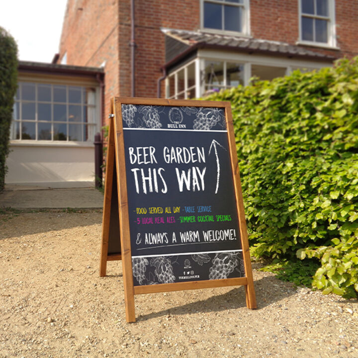 Woodworkz Chalk A-Board outside a pub advertising the beer garden.jpg