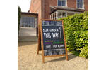 Woodworkz Chalk A-Board outside a pub advertising the beer garden.jpg