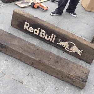 Custom Shaped Red Bull Wooden Signs
