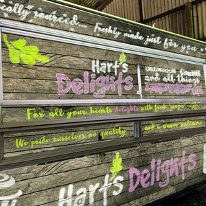 Hart's delights signage and logo