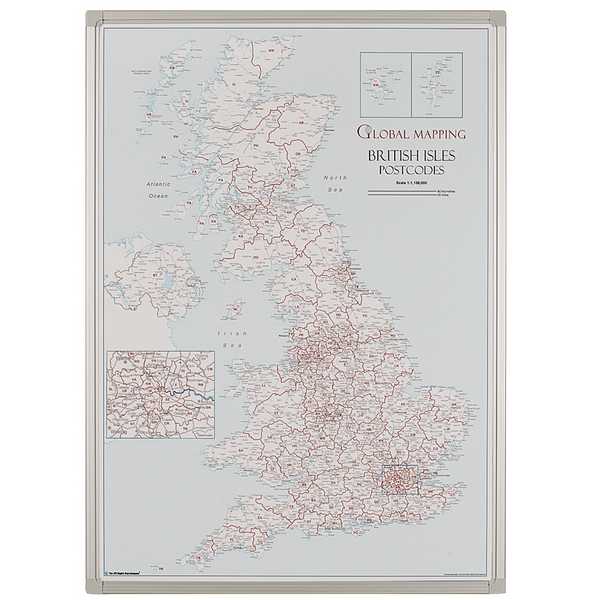 UK Postcode Map Magnetic Whiteboard